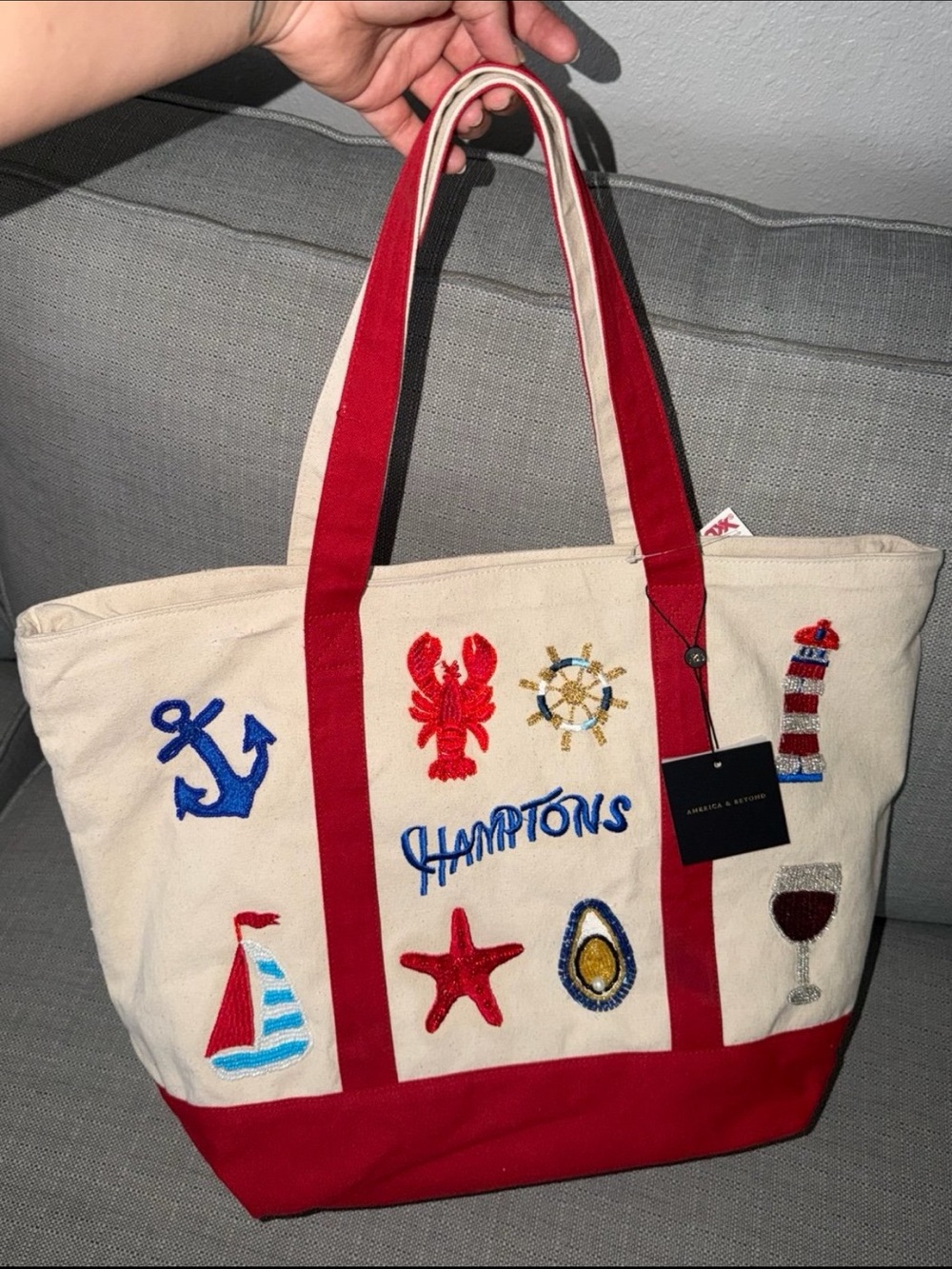 NEW VIRAL America & Beyond Beaded - Hamptons Tote Bag MARSHALLS/TJMAX VIRALS